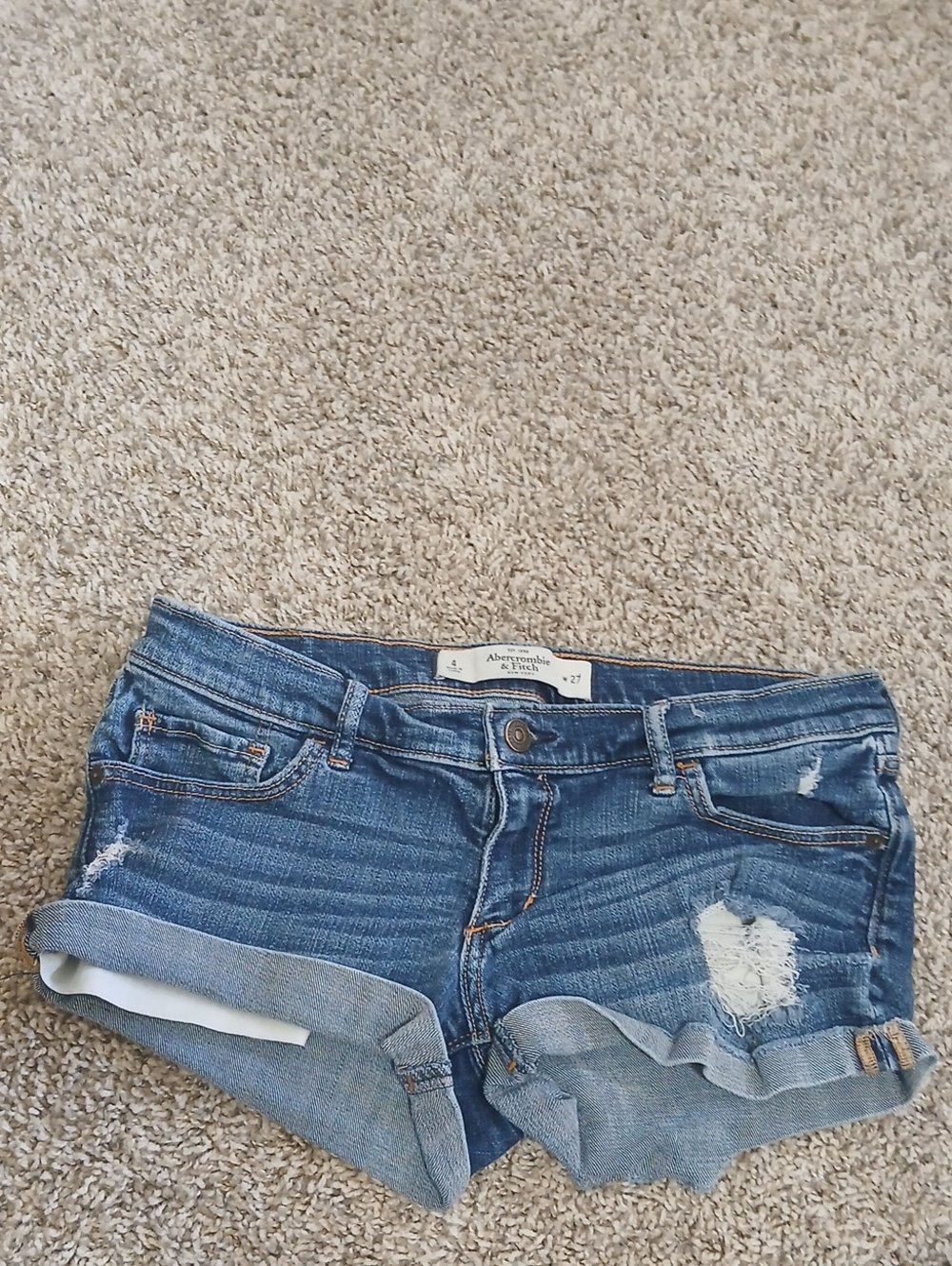 Abercrombie & Fitch Blue Distressed Boyfriend Denim Shorts